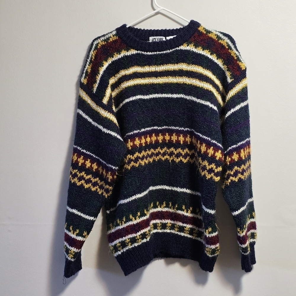 Vintage Crewneck Multicolor Striped Men's Sweater